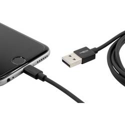 Ansmann USB kabel USB 2.0 USB-A zástrčka, Apple Lightning konektor 2.00 m černá hliníková zástrčka, krytí TPE, oboustranně zapojitelná zástrčka 1700-0079