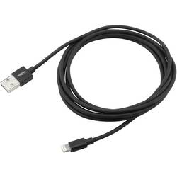 Ansmann USB kabel USB 2.0 USB-A zástrčka, Apple Lightning konektor 2.00 m černá hliníková zástrčka, krytí TPE, oboustranně zapojitelná zástrčka 1700-0079