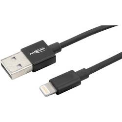 Ansmann USB kabel USB 2.0 USB-A zástrčka, Apple Lightning konektor 2.00 m černá hliníková zástrčka, krytí TPE, oboustranně zapojitelná zástrčka 1700-0079