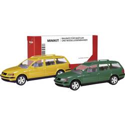 Herpa 012249-007 H0 model osobního automobilu Volkswagen Passat Variant B5, honigžlutá a meosově zelená