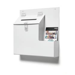 Deflecto box pro promoakce s vhazovacím výřezem, zamykatelný bílá (š x v x h) 355 x 360 x 90 mm 1 ks