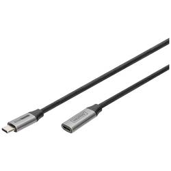 Digitus USB kabel USB 3.2 Gen1 USB-C®, USB-C ® zásuvka, USB-C ® zástrčka 1.00 m černá flexibilní provedení, stíněný, s USB DB-300230-010-S