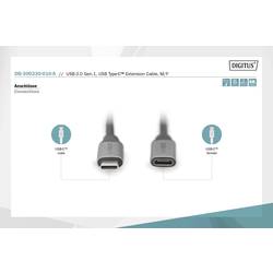 Digitus USB kabel USB 3.2 Gen1 USB-C®, USB-C ® zásuvka, USB-C ® zástrčka 1.00 m černá flexibilní provedení, stíněný, s USB DB-300230-010-S