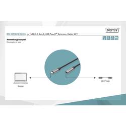 Digitus USB kabel USB 3.2 Gen1 USB-C®, USB-C ® zásuvka, USB-C ® zástrčka 1.00 m černá flexibilní provedení, stíněný, s USB DB-300230-010-S