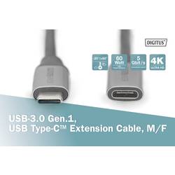 Digitus USB kabel USB 3.2 Gen1 USB-C®, USB-C ® zásuvka, USB-C ® zástrčka 1.00 m černá flexibilní provedení, stíněný, s USB DB-300230-010-S