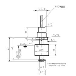 Elobau 20101C01-1 20101C01-1 hladinový spínač, 1 spínací kontakt, 1 A, IP67