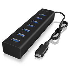ICY BOX 60257 USB Hub 7 portů USB-A USB 3.0 5 GBit/s s konektorem USB C černá