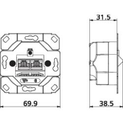 síťová zásuvka pod omítku panel CAT 6 2 porty Metz Connect