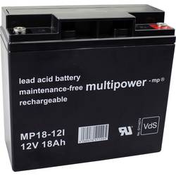 multipower MP18-12I MP18-12I olověný akumulátor 12 V 18 Ah olověný se skelným rounem (š x v x h) 181 x 167 x 76 mm šroubované M5 bezúdržbové, nepatrné