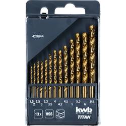 kwb 429844 HSS sada spirálových vrtáku do kovu 13dílná 2 mm, 2.5 mm, 3 mm, 3.2 mm, 3.5 mm, 4 mm, 4.5 mm, 4.8 mm, 5 mm, 5.5 mm, 6 mm, 6.5 mm DIN 338 válcová