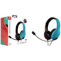 PDP 500-162-EU-BLRD Sluchátka Over Ear kabelová stereo modrá, červená (eloxovaná) Redukce šumu mikrofonu, Potlačení hluku Vypnutí zvuku mikrofonu Gaming