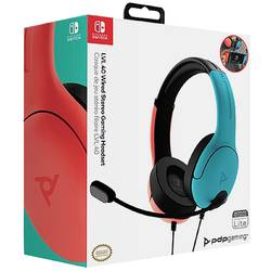 PDP 500-162-EU-BLRD Sluchátka Over Ear kabelová stereo modrá, červená (eloxovaná) Redukce šumu mikrofonu, Potlačení hluku Vypnutí zvuku mikrofonu Gaming