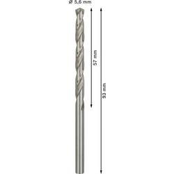 Bosch Accessories 2608585494 HSS kovový spirálový vrták 5.6 mm Celková délka 93 mm broušený DIN 338 válcová stopka 10 ks