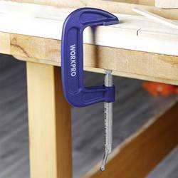 100 mm C-svorka WorkPro WP232019 Rozpětí (max.):100 mm Vnější délka: 210 mm Délka vyložení:100 mm