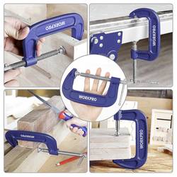 100 mm C-svorka WorkPro WP232019 Rozpětí (max.):100 mm Vnější délka: 210 mm Délka vyložení:100 mm