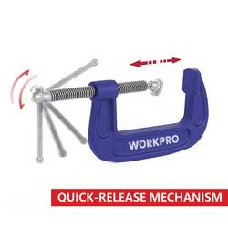 100 mm C-svorka WorkPro WP232019 Rozpětí (max.):100 mm Vnější délka: 210 mm Délka vyložení:100 mm