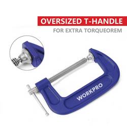 100 mm C-svorka WorkPro WP232019 Rozpětí (max.):100 mm Vnější délka: 210 mm Délka vyložení:100 mm