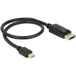 Delock Mini-DisplayPort / DisplayPort kabelový adaptér Mini DisplayPort konektory, Konektor DisplayPort 0.50 m černá 83984 pozlacené kontakty Kabel DisplayPort