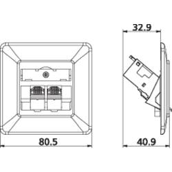 Metz Connect 1309121002-E síťová zásuvka pod omítku panel s čelní deskou a rámečkem 2 porty čistě bílá