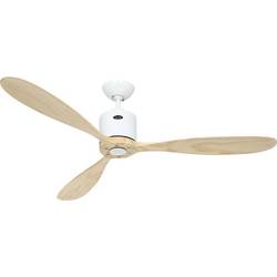 CasaFan AEROPLAN ECO 132 WE-NT Flügel Massivholz natur stropní ventilátor 27 W (Ø x v) 132 cm x 310 mm bílá s dálkovým ovládáním, s časovačem, vhodný i pro