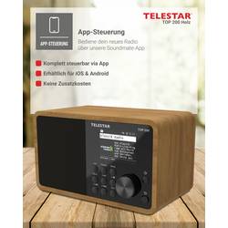 Telestar TOP 200 Holz 5701200 internetové přenosné rádio, internetové, DAB+, FM, Bluetooth, USB, Wi-Fi, AUX, dřevo