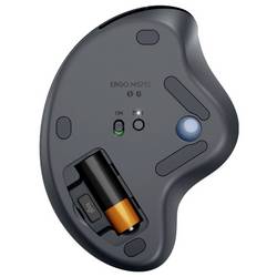Logitech ERGO M575S myš, přenos bezdrátový, 5 tlačítko, 2000 dpi, grafit, modrá (metalíza)