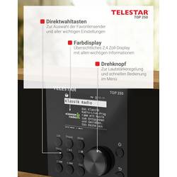 Telestar TOP 250 Holz 5701250 internetové přenosné rádio, DAB+, internetové, FM, Wi-Fi, USB, FM, internet, DAB+, Bluetooth, dřevo