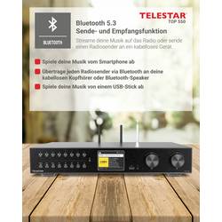 Telestar TOP 550 Schwarz tuner černá internetové rádio, Bluetooth®, CD přehrávač, DAB+, USB