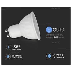V-TAC 211966 SMD LED Energetická třída (EEK2021) F (A - G) GU10 6 W = 60 W denní bílá 1 ks
