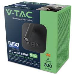 V-TAC VT-80068-B 240036 lampička na noční stolek SMD LED LED 8 W teplá bílá Energetická třída (EEK2021): F (A - G) černá