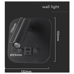 V-TAC VT-80068-B 240036 lampička na noční stolek LED LED 8 W teplá bílá Energetická třída (EEK2021): F (A - G) Just Black