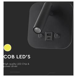 V-TAC VT-80068-B 240036 lampička na noční stolek SMD LED LED 8 W teplá bílá Energetická třída (EEK2021): F (A - G) černá