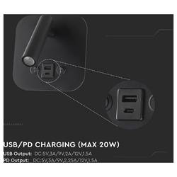 V-TAC VT-80068-B 240036 lampička na noční stolek LED LED 8 W teplá bílá Energetická třída (EEK2021): F (A - G) Just Black