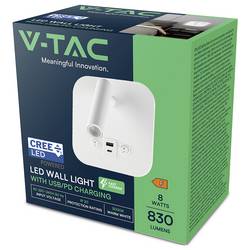 V-TAC VT-80068-W 240026 lampička na noční stolek LED LED 8 W teplá bílá Energetická třída (EEK2021): F (A - G) přírodní bílá