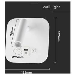 V-TAC VT-80068-W 240026 lampička na noční stolek LED LED 8 W teplá bílá Energetická třída (EEK2021): F (A - G) přírodní bílá