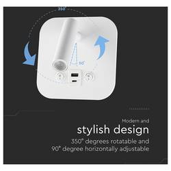 V-TAC VT-80068-W 240026 lampička na noční stolek LED LED 8 W teplá bílá Energetická třída (EEK2021): F (A - G) přírodní bílá