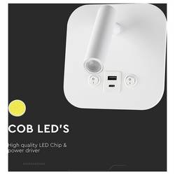 V-TAC VT-80068-W 240026 lampička na noční stolek LED LED 8 W teplá bílá Energetická třída (EEK2021): F (A - G) přírodní bílá