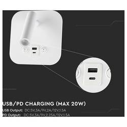 V-TAC VT-80068-W 240026 lampička na noční stolek LED LED 8 W teplá bílá Energetická třída (EEK2021): F (A - G) přírodní bílá