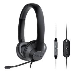Creative HS-720 V2 Headset otevřená (On Ear) kabelová stereo černá, stříbrná regulace hlasitosti, Vypnutí zvuku mikrofonu