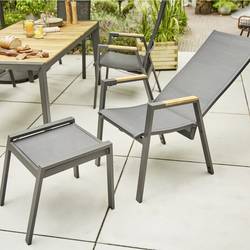 Siena Garden L18213 Zahradní stolička hliník antracit (matný), černá, stříbrná