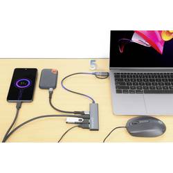Manhattan 181075 USB 3.0-hub s hliníkovým krytem, s konektorem USB C vesmírná šedá