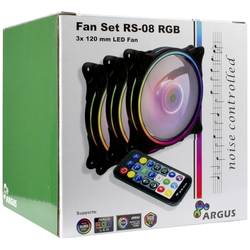 Inter-Tech Argus RS08 PC větrák s krytem černá (š x v x h) 120 x 120 x 25 mm vč. dálkového ovládání, včetně LED osvětlení