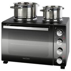 Profi Cook PC-KK 1302 mini trouba včetně varné desky, Kontrolní okénko, plynulý regulátor teploty, recirkulační funkce, s grilovací jehlou 32 l