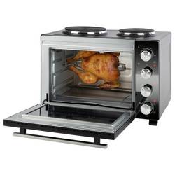 Profi Cook PC-KK 1302 mini trouba včetně varné desky, Kontrolní okénko, plynulý regulátor teploty, recirkulační funkce, s grilovací jehlou 32 l