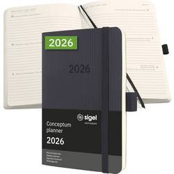 Sigel C2623 týdenní kalendář Conceptum 2026 Softcover DIN A6 černá 1 ks Počet stran: 176