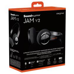 Creative Sound Blaster Jam V2 Headset otevřená (On Ear) Bluetooth® stereo černá regulace hlasitosti, Vypnutí zvuku mikrofonu