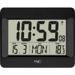 TFA Dostmann 60.4519.01 DCF nástěnné hodiny 21.5 cm x 2.6 cm x 16 cm , černá, velký displej