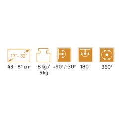 My Wall HL52L držák na stůl pro monitor 1 Displej: (s) 43,2 cm (17) - 81,3 cm (32) stříbrná nastavitelná výška, otočný, odkládací místo na notebook, naklápěcí