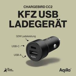 Aqiila CC2 nabíjecí adaptér, USB Power Delivery (USB-PD) , Rychlonabíječka, 1x USB A , 1x USB-C®, 32 W, Quick Charge 3.0, Dodávka energie, černá