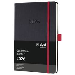 Sigel C2608 týdenní kalendář Conceptum 2026 Hardcover DIN A5 černá, červená 1 ks Počet stran: 192